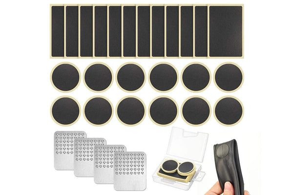 24Pcs Self-adhesive Design Bicycle Inner Tube Repair Kit with 4 Metal Rasps
