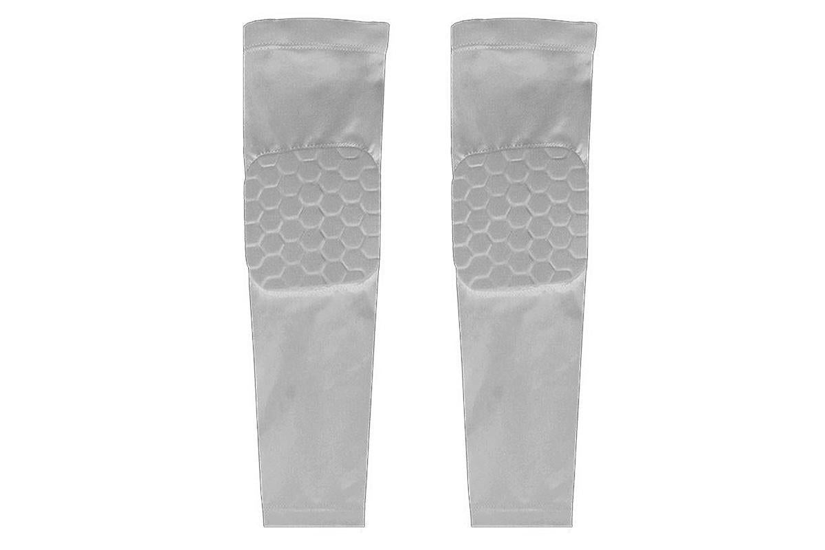 2 Pcs Tennis Elbow Compression Support Sleeve for Golfers Elbow Pain Relief Workout Weightlifting Elbow Brace with Honeycomb Lining -Light Gray / L