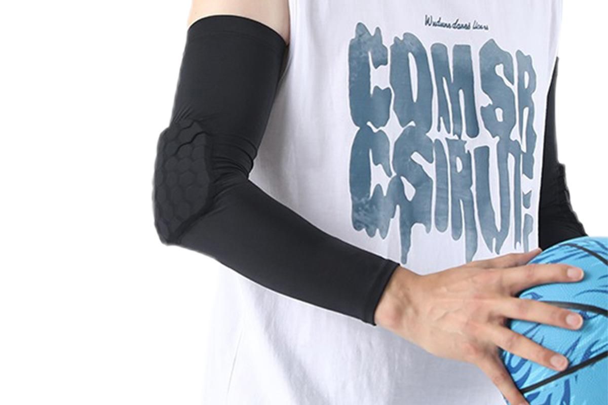 2 Pcs Tennis Elbow Compression Support Sleeve for Golfers Elbow Pain Relief Workout Weightlifting Elbow Brace with Honeycomb Lining -Black / L