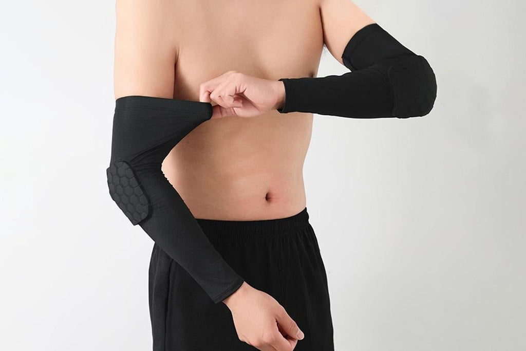 2 Pcs Tennis Elbow Compression Support Sleeve for Golfers Elbow Pain Relief Workout Weightlifting Elbow Brace with Honeycomb Lining -Black / M