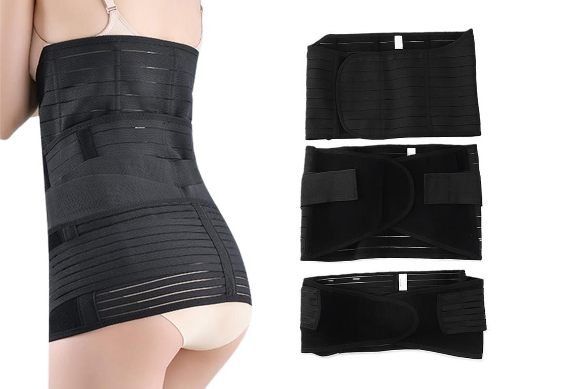3 in 1 Postpartum Belly Band Waist Shapewear Recovery Girdle After Birth Support - Black & 2XL