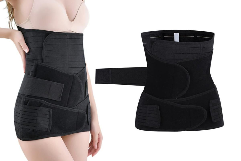 3 in 1 Postpartum Belly Band Waist Shapewear Recovery Girdle After Birth Support - Black & XL
