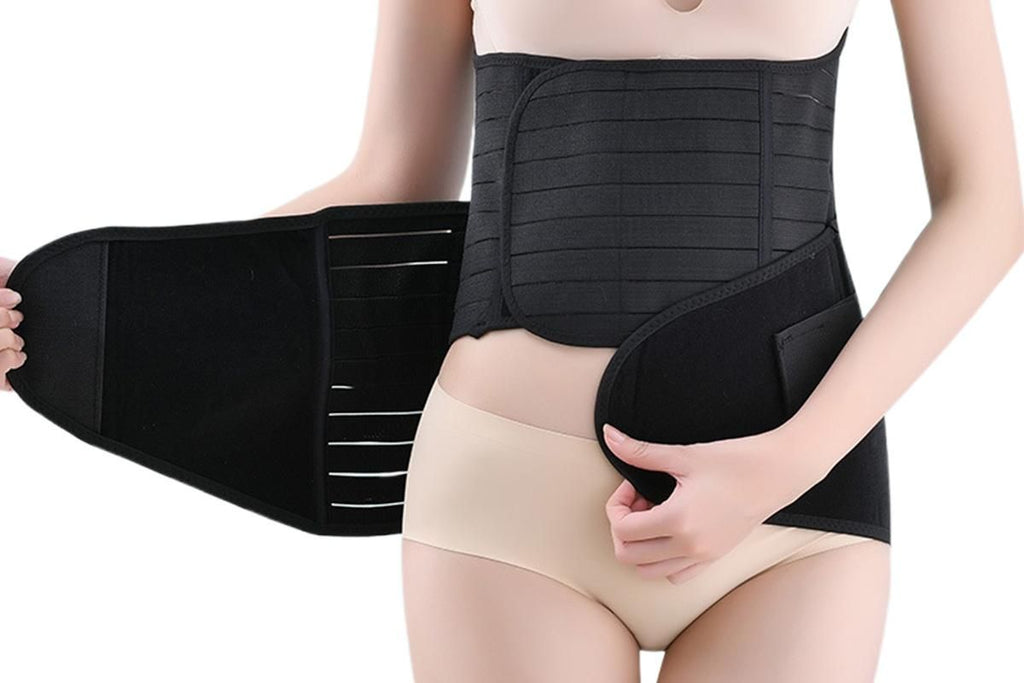 3 in 1 Postpartum Belly Band Waist Shapewear Recovery Girdle After Birth Support - Black & XL