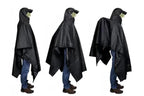 3 in 1 Portable Rain Poncho Waterproof Lightweight Emergency Raincoat with Pocket - Black