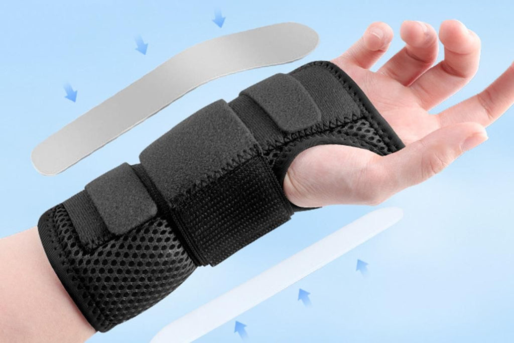 Adjustable Wrist Brace with Removable Steel Splint for Carpal Tunnel Support - Black & Left & M
