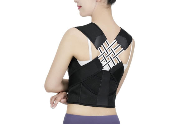 Adjustable Unisex Posture Corrector Shoulder Brace Belt Low Back Support For Women Men -Black / L