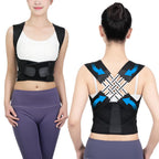 Adjustable Unisex Posture Corrector Shoulder Brace Belt Low Back Support For Women Men -Black / L