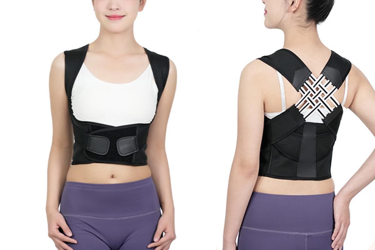 Adjustable Unisex Posture Corrector Shoulder Brace Belt Low Back Support For Women Men -Black / XL