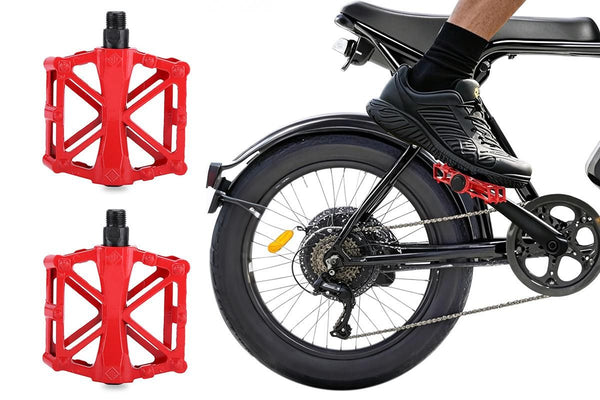 Wide Platform Aluminum Alloy Bike Pedals - Red