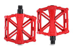 Aluminum Alloy Bike Pedals Wide Platform Lightweight Bicycle Pedals for MTB Road Bikes - Red