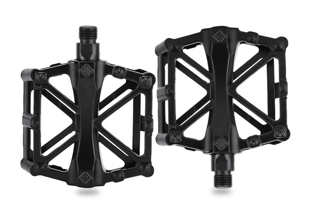 Aluminum Alloy Bike Pedals Wide Platform Lightweight Bicycle Pedals for MTB Road Bikes - Black