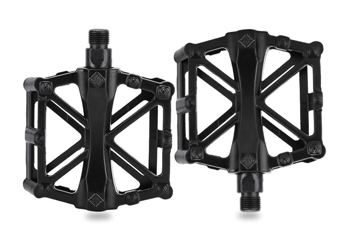 Aluminum Alloy Bike Pedals Wide Platform Lightweight Bicycle Pedals for MTB Road Bikes - Black