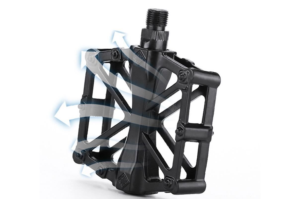 Aluminum Alloy Bike Pedals Wide Platform Lightweight Bicycle Pedals for MTB Road Bikes - Black