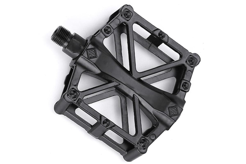 Aluminum Alloy Bike Pedals Wide Platform Lightweight Bicycle Pedals for MTB Road Bikes - Black