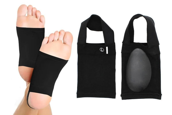 Arch Support Soft Pad Brace Sleeve Ankle Foot Wrap For Feet Flat - Black