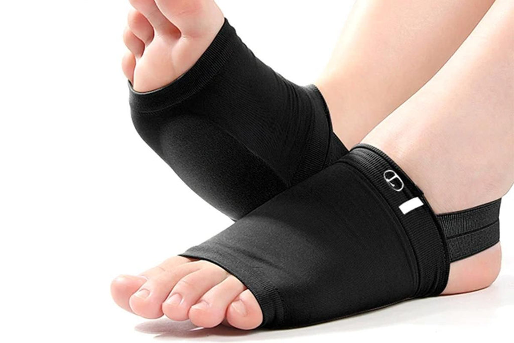 Arch Support Soft Pad Brace Sleeve Ankle Foot Wrap For Feet Flat - Black