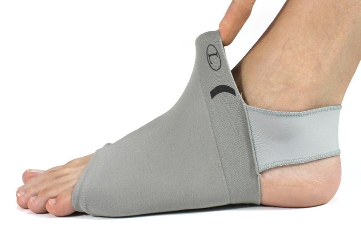 Arch Support Soft Pad Brace Sleeve Ankle Foot Wrap For Feet Flat - Grey