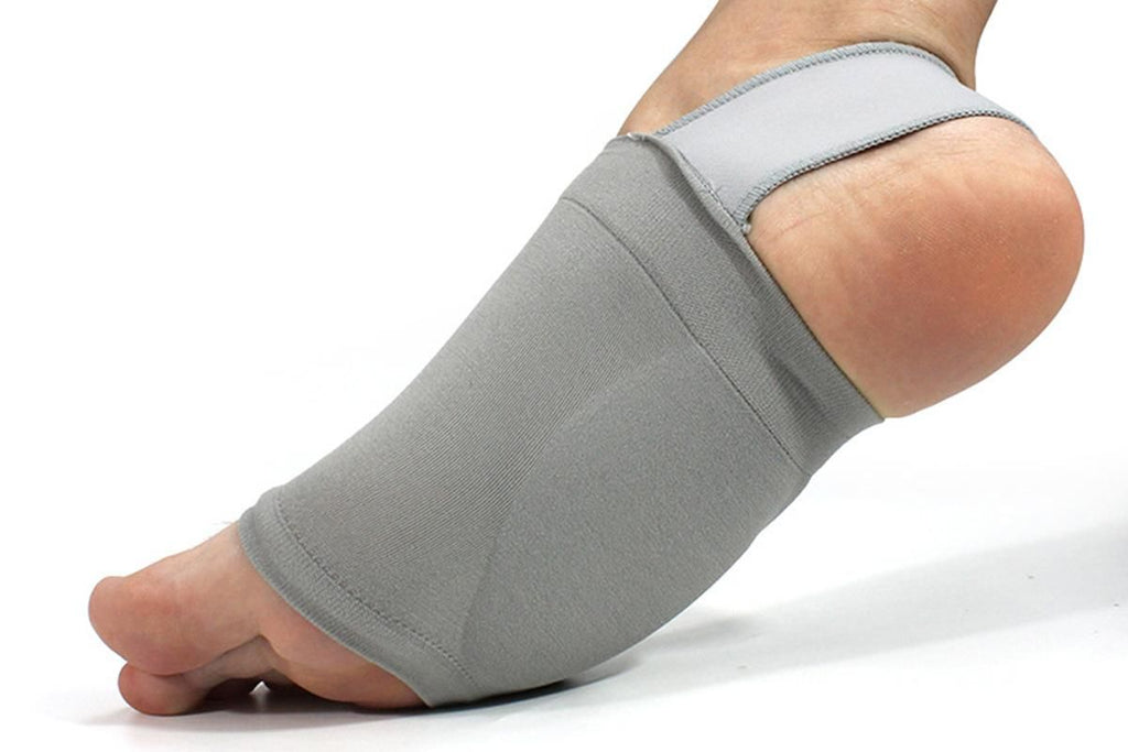 Arch Support Soft Pad Brace Sleeve Ankle Foot Wrap For Feet Flat - Grey