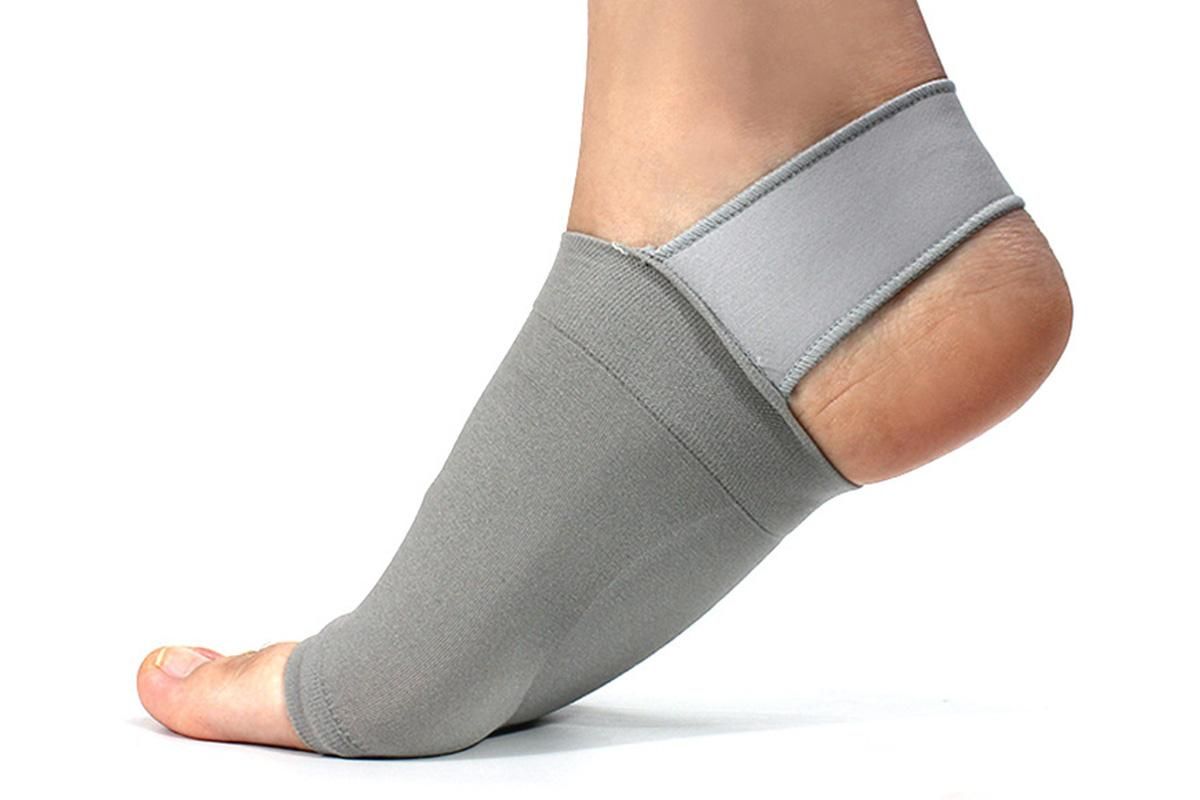 Arch Support Soft Pad Brace Sleeve Ankle Foot Wrap For Feet Flat - Grey