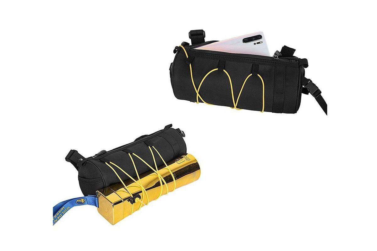 Bike Handlebar Bag Front Bike Bags Handlebar Storage Pouch Pack with Shoulder Strap - Yellow