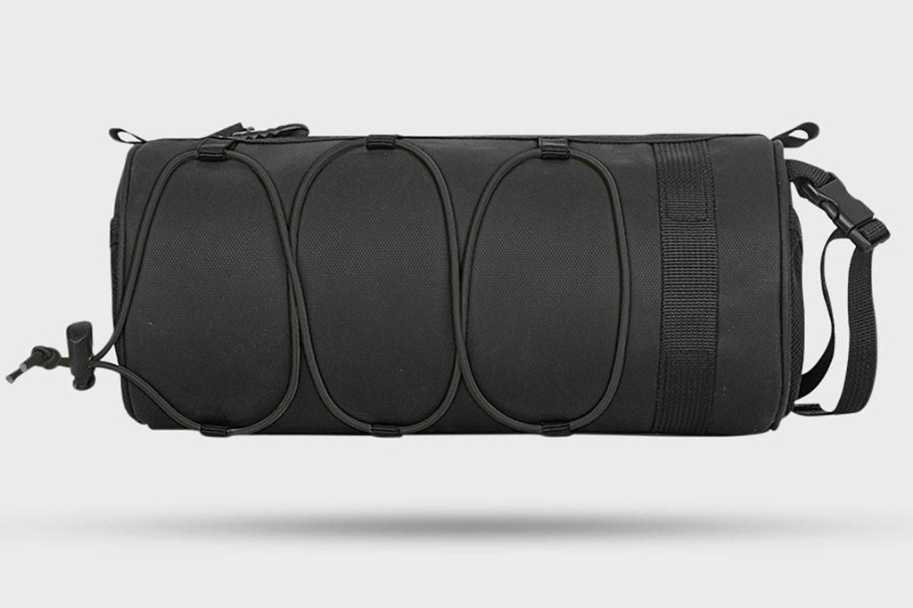 Bike Handlebar Bag Front Bike Bags Handlebar Storage Pouch Pack with Shoulder Strap - Black