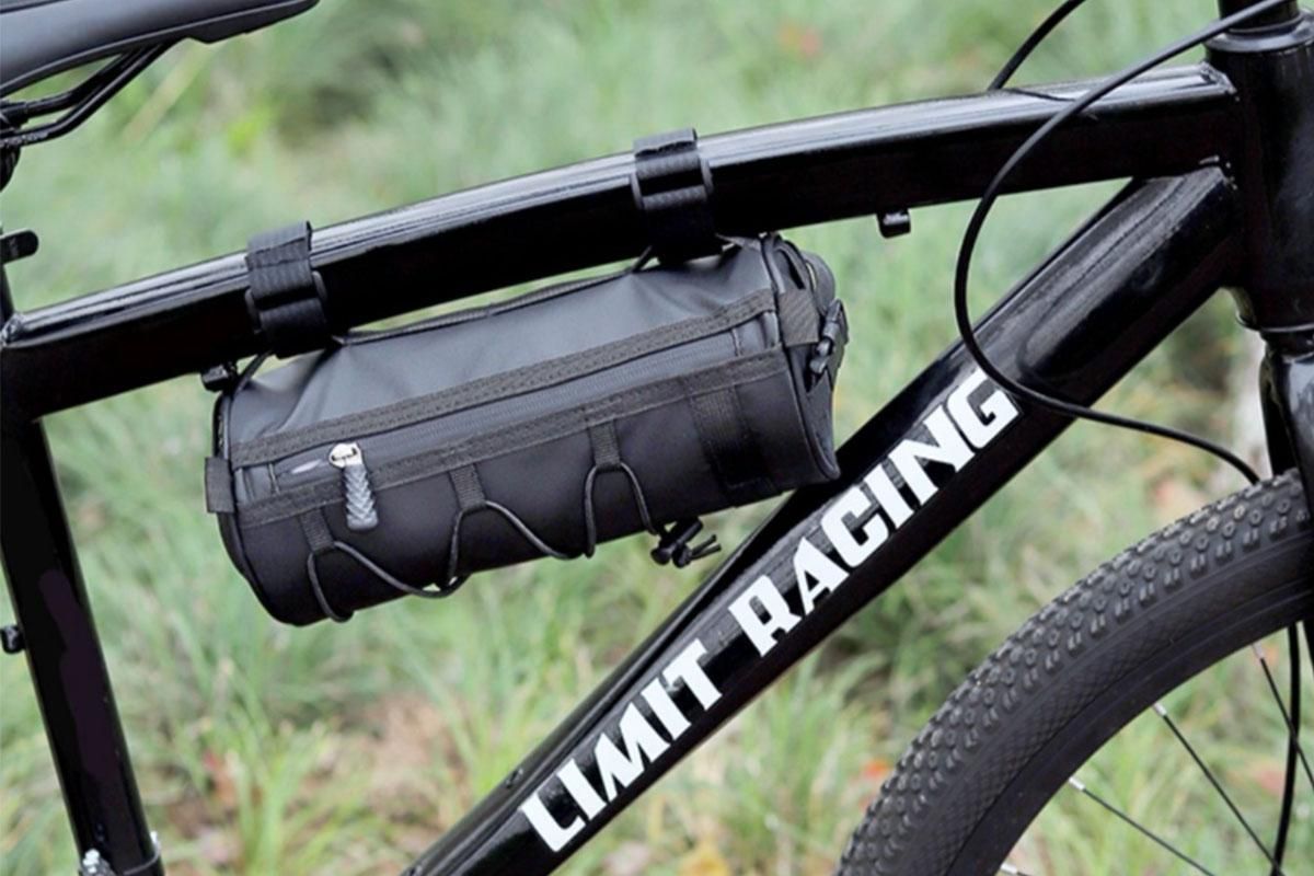 Bike Handlebar Bag Front Bike Bags Handlebar Storage Pouch Pack with Shoulder Strap - Black