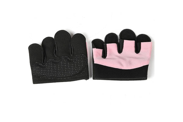 Breathable Workout Gloves Silicone Grip Half-Finger Gym Gloves for Weightlifting & Yoga - Pink & XL