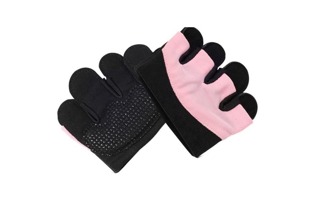 Breathable Workout Gloves Silicone Grip Half-Finger Gym Gloves for Weightlifting & Yoga - Pink & L