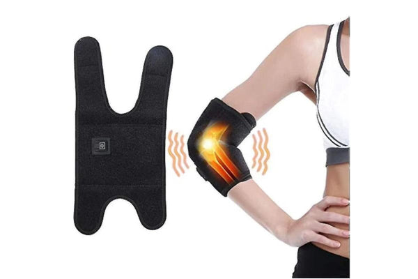 Heated Elbow Brace Adjustable Heating Elbow Wrap Pad With 3 Level Temperature Setting Hot Therapy for Tendonitis - Black