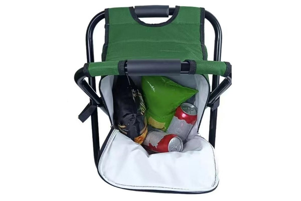 Portable Cooler Stool Multi-Function Folding Fishing Chair - Green