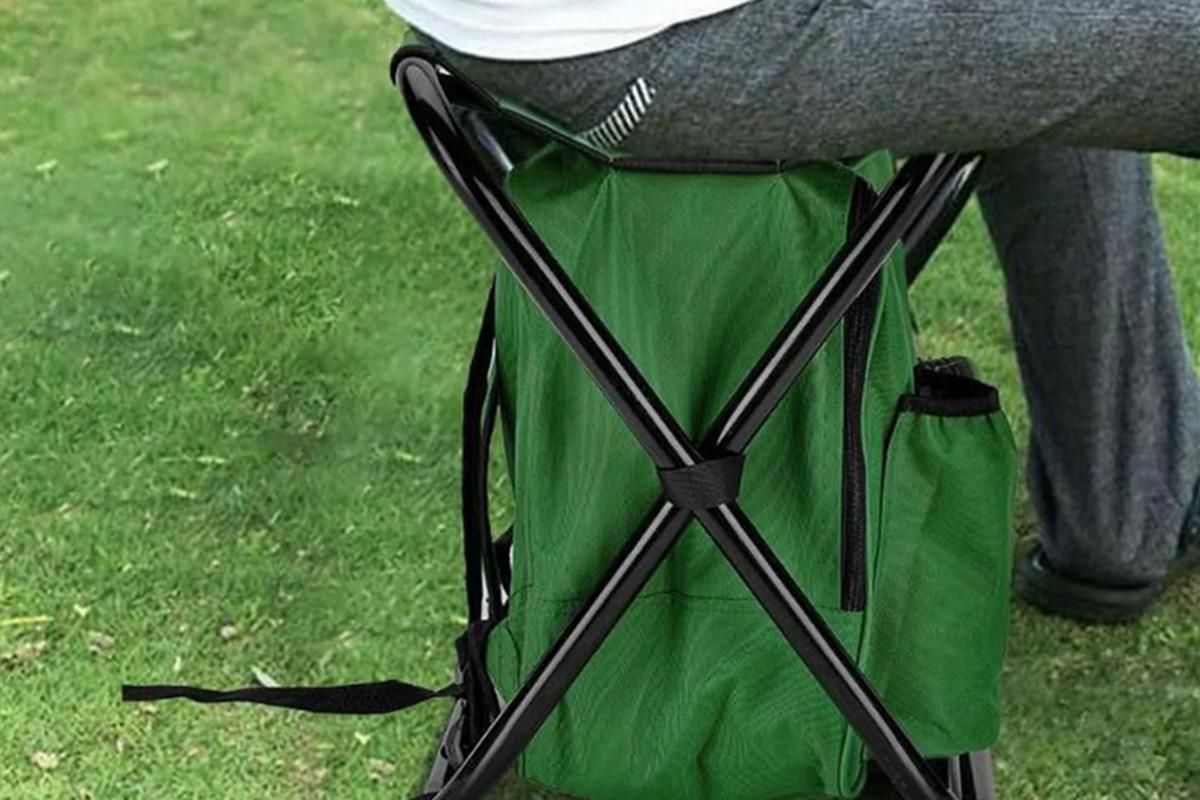 Portable Cooler Stool Multi-Function Folding Fishing Chair - Green