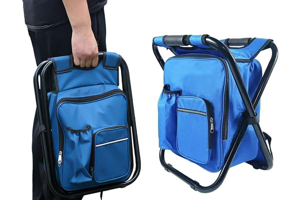 Portable Cooler Stool Multi-Function Folding Fishing Chair - Blue
