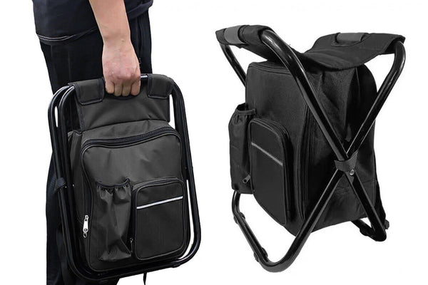 Portable Cooler Stool Multi-Function Folding Fishing Chair - Black