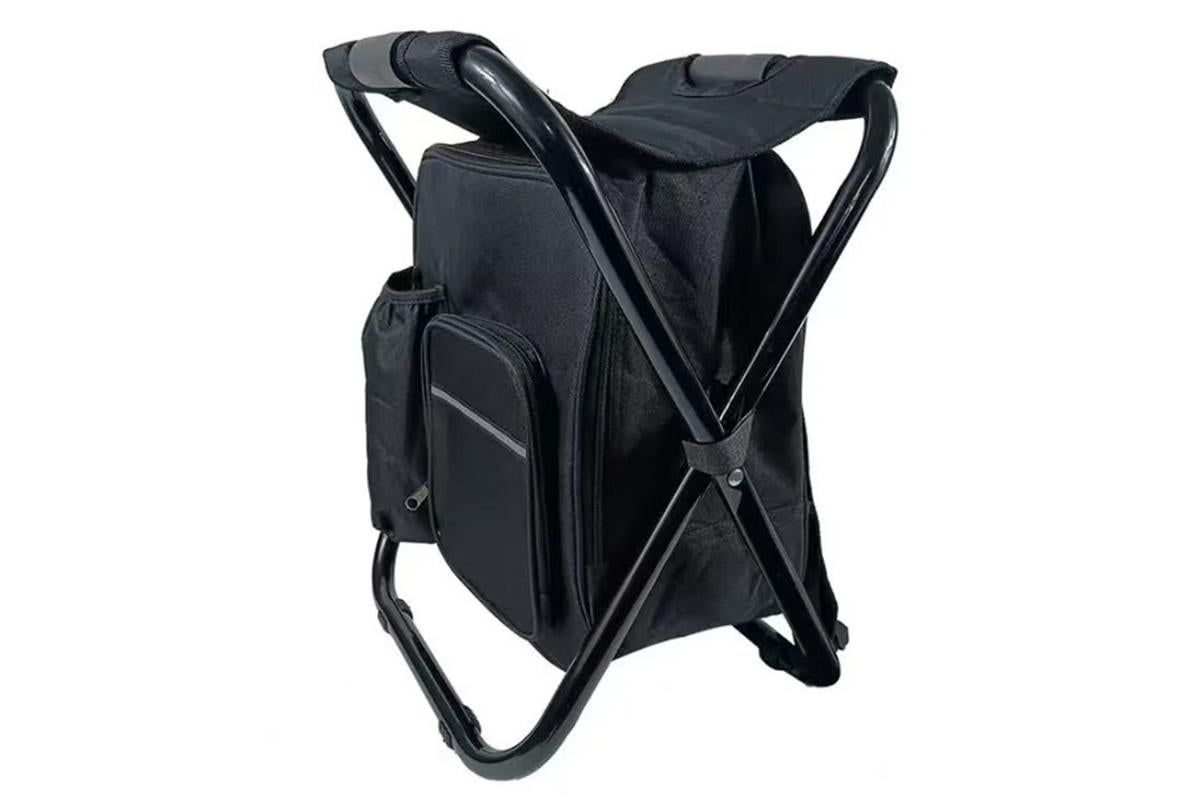 Portable Cooler Stool Multi-Function Folding Fishing Chair - Black