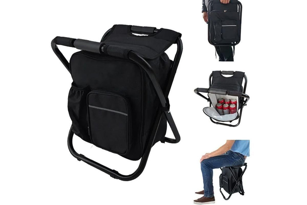 Portable Cooler Stool Multi-Function Folding Fishing Chair - Black