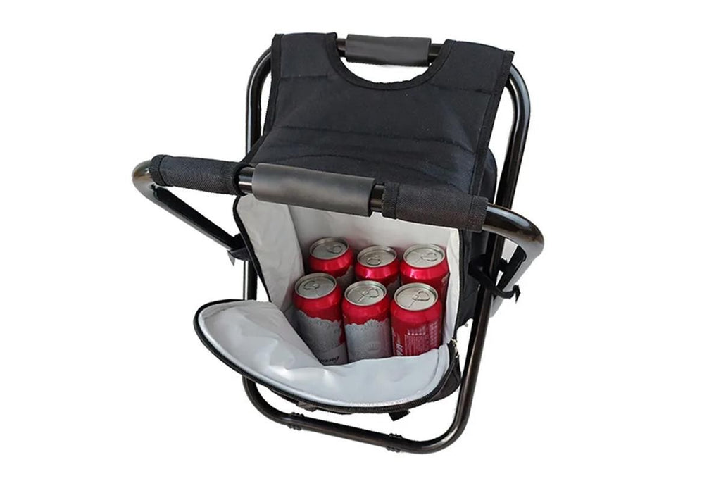 Portable Cooler Stool Multi-Function Folding Fishing Chair - Black