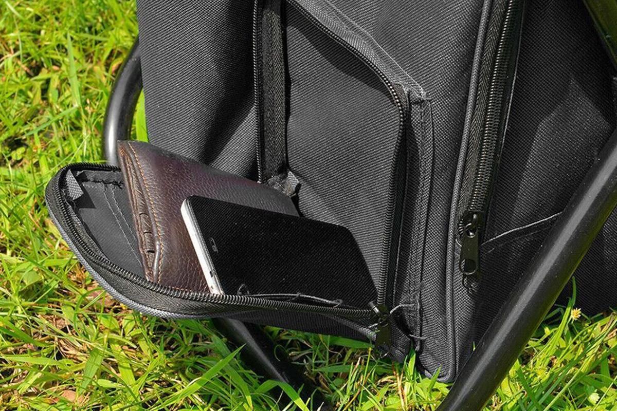 Portable Cooler Stool Multi-Function Folding Fishing Chair - Black