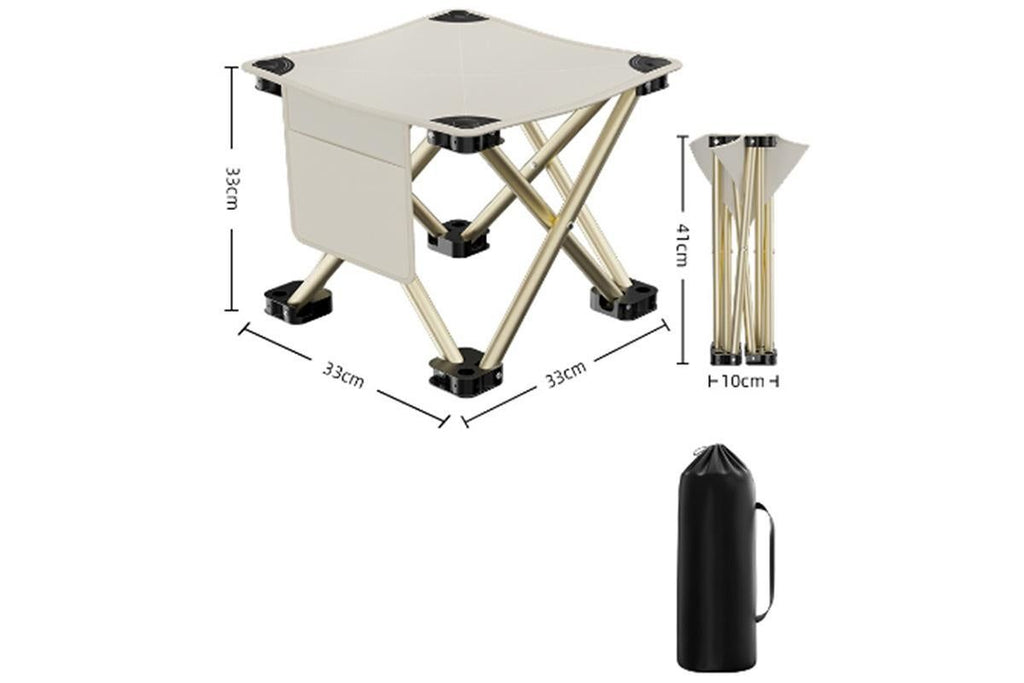 Portable Folding Camping Stool for Fishing Hiking Camping Seat with Carry Bag -Beige / S