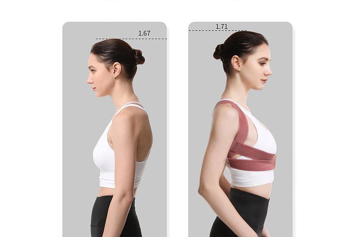 Posture Corrector Clavicle Support Back Straight Shoulders Brace Strap -Pink / L
