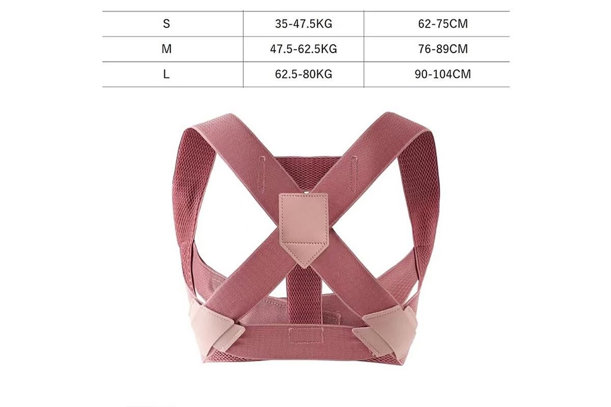Posture Corrector Clavicle Support Back Straight Shoulders Brace Strap -Pink / L