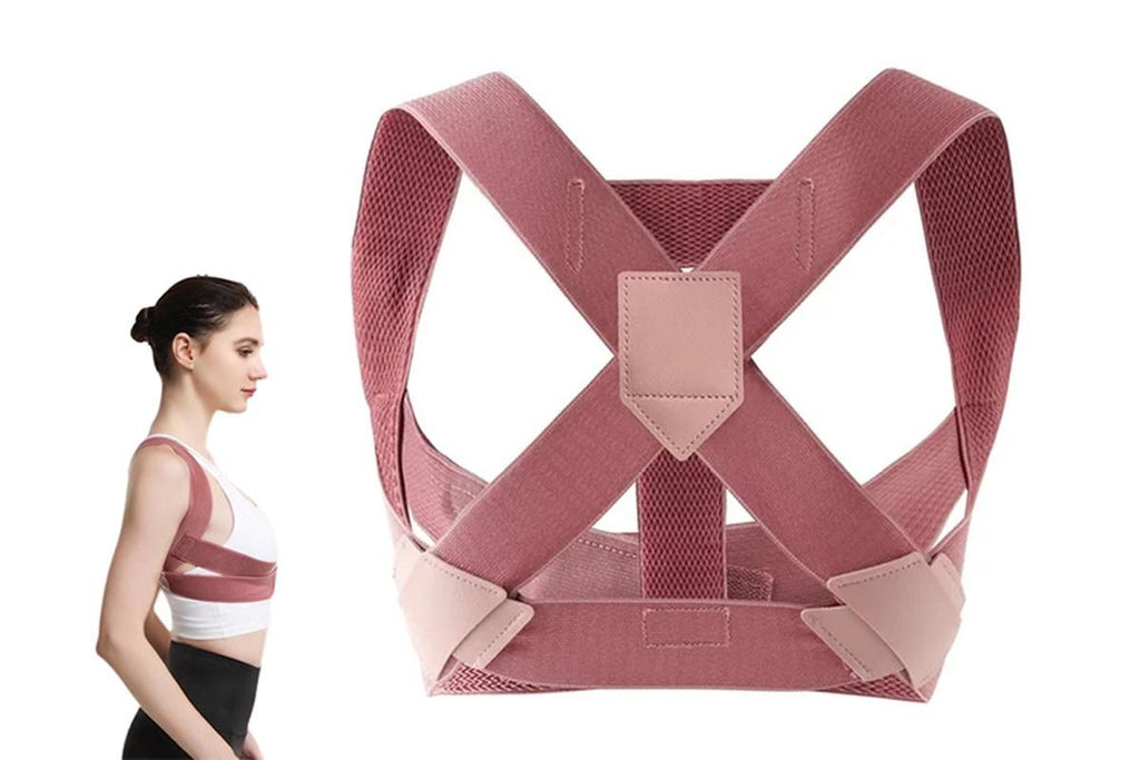 Posture Corrector Clavicle Support Back Straight Shoulders Brace Strap -Pink / S
