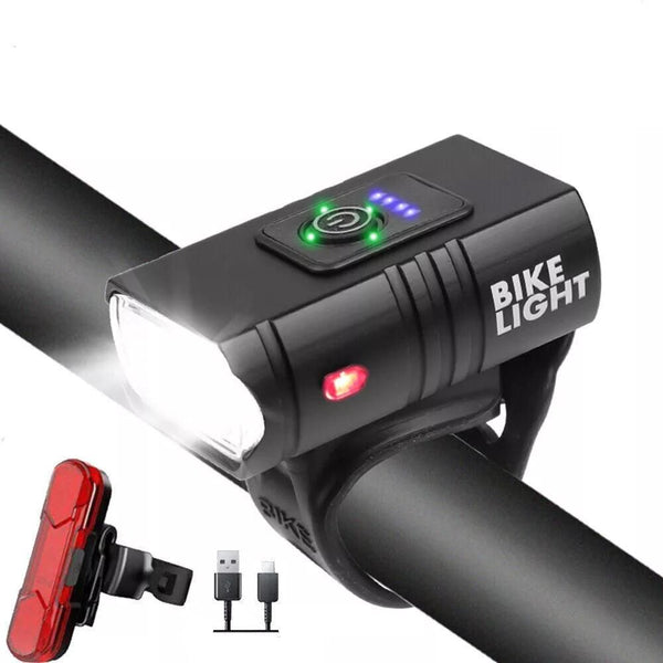 Rechargeable Waterproof LED Bike Light Set, Front and Rear