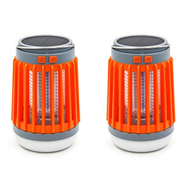 2pcs Solar and USB Mosquito Killer Camp Lamp Flashlight -Orange