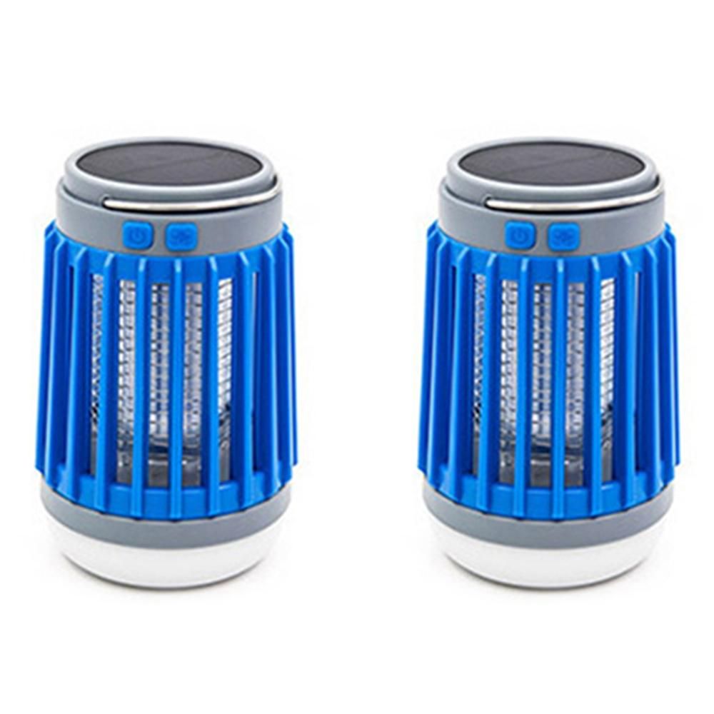 2pcs Solar and USB Mosquito Killer Camp Lamp Flashlight -Blue