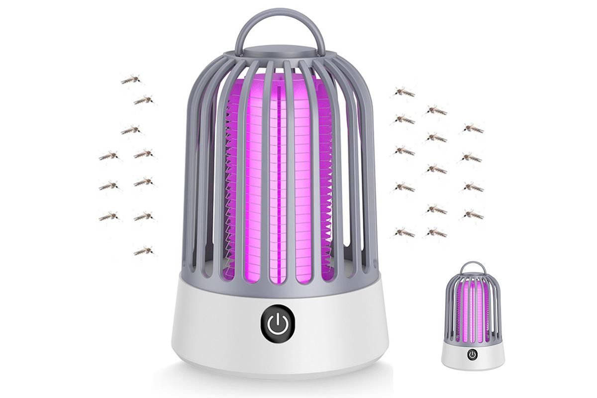 Electric Mosquito Killer Lamp Insect Catcher Fly Bug Zapper Trap LED Purple Lamp Mozzie -Grey