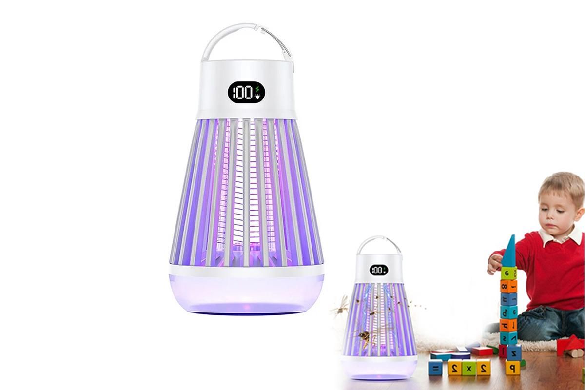 Electric Zapper Portable Rechargeable Mosquito Killer Lamp Trap -White