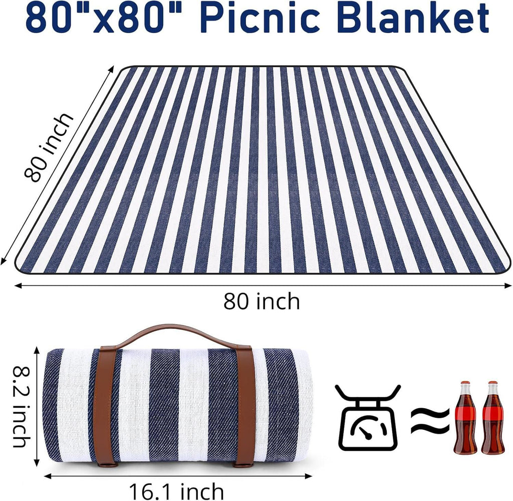 Outdoor Picnic Blanket Waterproof Mat Extra Wide Camping Tent Ground Sheet for Hiking and Outdoor Activities - Blue M