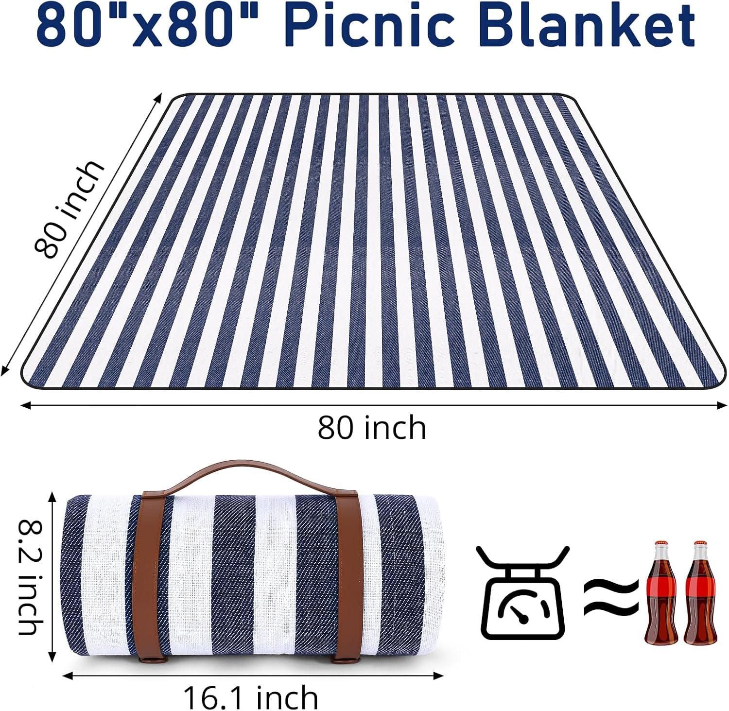 Outdoor Picnic Blanket Waterproof Mat Extra Wide Camping Tent Ground Sheet for Hiking and Outdoor Activities - Blue M