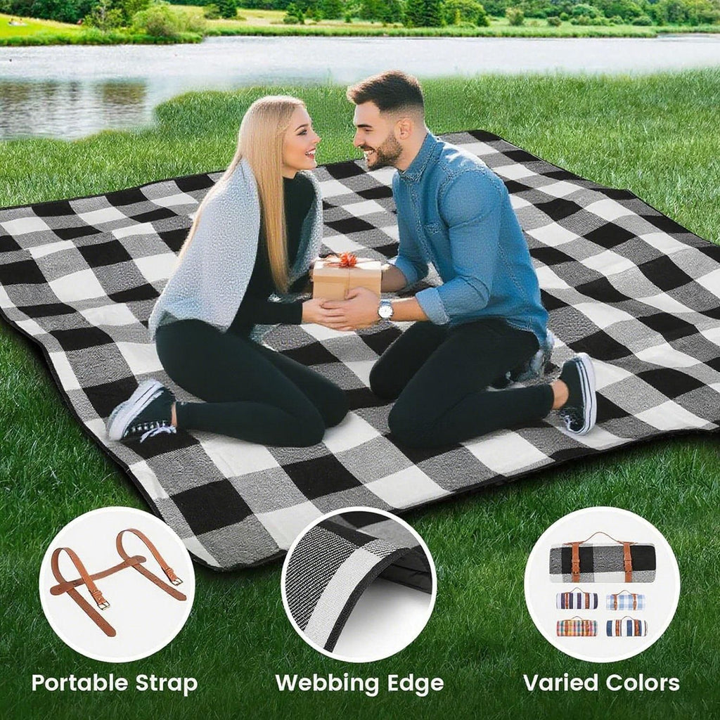 Outdoor Picnic Blanket Waterproof Mat Extra Wide Camping Tent Ground Sheet for Hiking and Outdoor Activities - Blue L