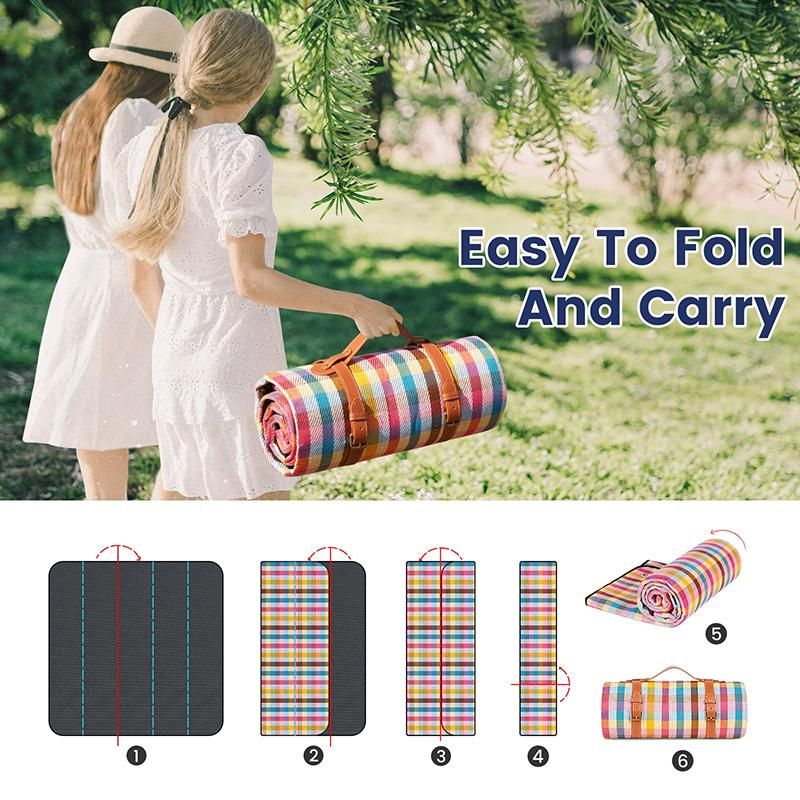 Outdoor Picnic Blanket Waterproof Mat Extra Wide Camping Tent Ground Sheet for Hiking and Outdoor Activities - Multicolor S